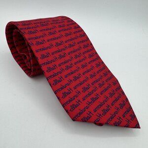 Vintage Alynn 100% Silk Men's Necktie "HELLO HANDSOME" Tie Red Blue Made In USA‎